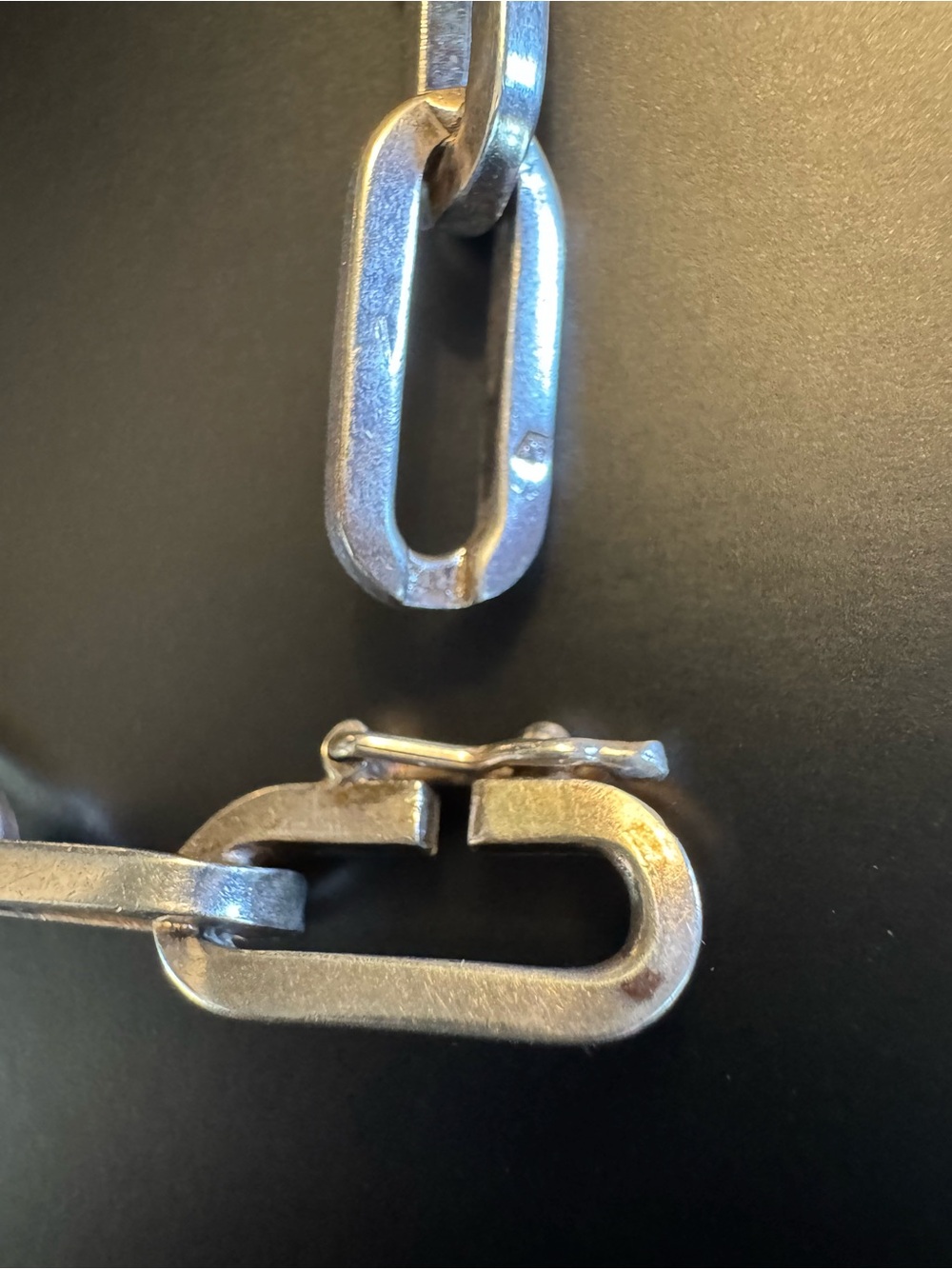 Heavy Artisan Sterling Silver Paperclip Link Bracelet - 8” - Picture 4 of 7